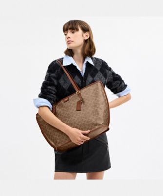 美品　コーチ　トートバッグ　茶　シグネチャー　キャンバス　2way　F タクシー トート バッグ・シグネチャー キャンバス | COACH
